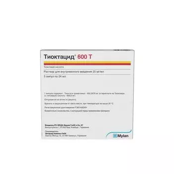 Тиоктацид 600 Т раствор для в/в введ. 25мг/мл 24мл 5шт