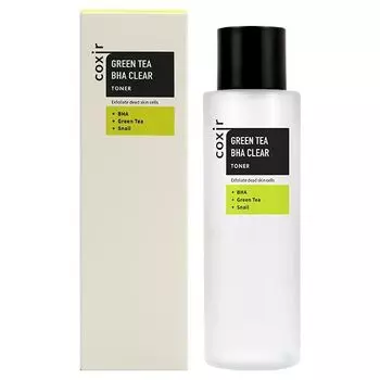 Тонер с зеленым чаем и Bha-кислотами отшелушивающий Coxir 150мл