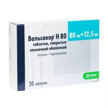 Вальсакор Н80 таблетки п/о плен. 80мг + 12,5мг 30шт