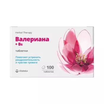 Валериана+Витамин В6 Vitateka/Витатека таблетки п/о 120мг 100шт