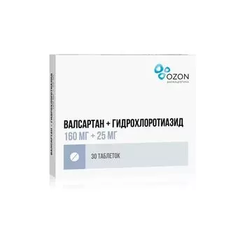 Валсартан+Гидрохлоротиазид таблетки п/о плен. 80мг+12,5мг 30шт
