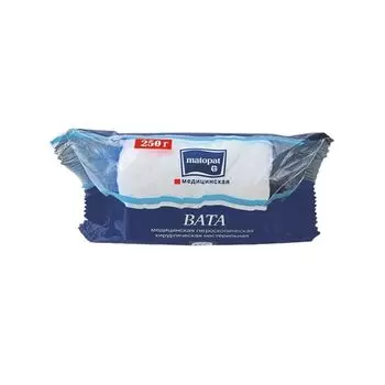 Вата медицинская гигроскопическая хирургическая нестерильная хлопок 100% Matopat/Матопат 250г