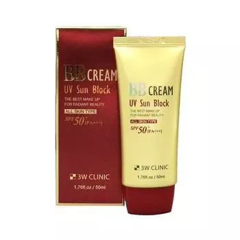 ВB-крем солнцезащитный Uv sun block bb cream spf50+/pa+++ 3W Clinic 50мл
