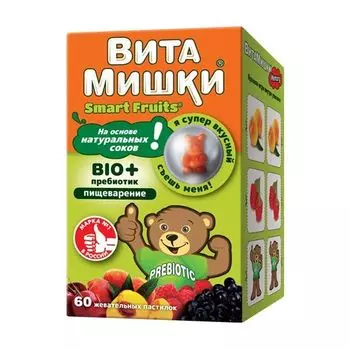 ВитаМишки Smart Fruits Bio+ пребиотик пастилки жевательные 60шт