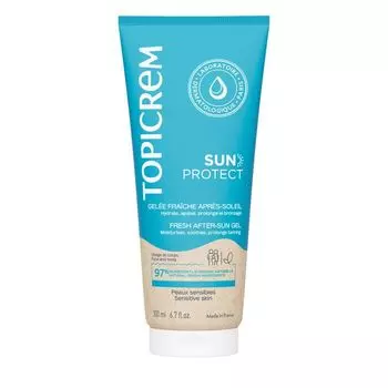 Желе после загара для чувствительной кожи освежающее для взрослых и детей от 3 лет Sun Protect Topicrem/Топикрем туба 200мл
