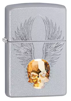 Зажигалка Satin Chrome™ хрустальный череп Swarovski® ZIPPO 49034