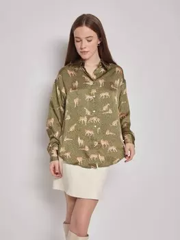 Атласная блузка с животным принтом