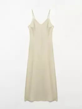 Атласное платье-комбинация миди на бретельках