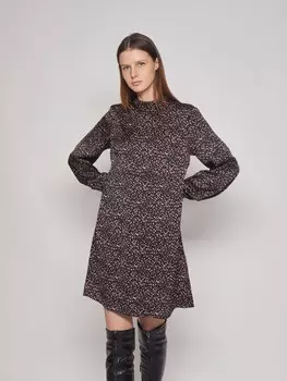 Атласное платье мини с объёмным рукавом