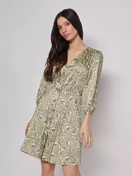 Атласное платье-рубашка с цветочным принтом