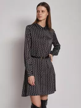 Атласное платье-рубашка с ремнём