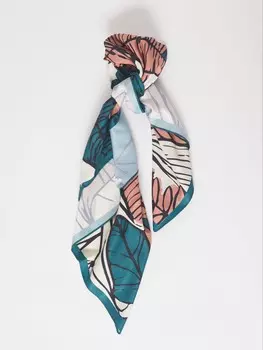 Атласный платок с тропическим принтом