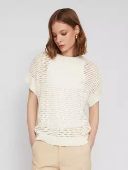 Ажурный вязаный джемпер с коротким рукавом