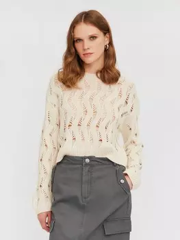 Ажурный вязаный джемпер укороченного фасона