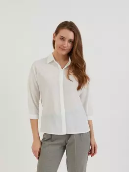 Белая офисная блузка с декором