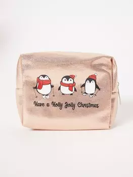 Блестящая косметичка с пингвинами