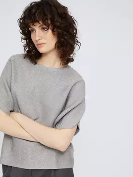 Блестящий джемпер с люрексом и с коротким рукавом