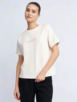 Блузка-футболка из неопрена с принтом-надписью