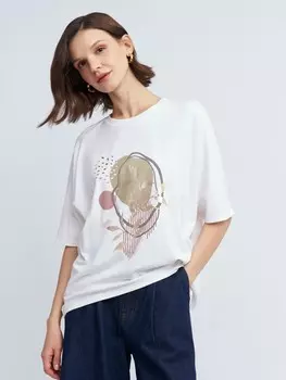 Блузка-футболка с коротким рукавом и принтом