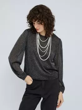 Блузка из сетки с люрексом и прозрачными рукавами