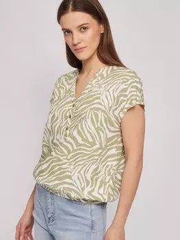 Блузка из вискозы на резинке с принтом в полоску