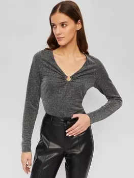 Блузка-лонгслив с вырезом и люрексом