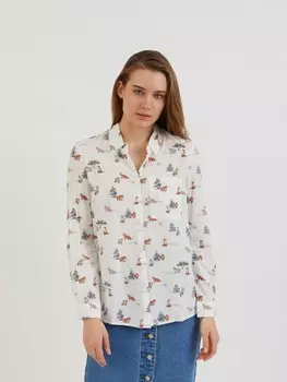 Блузка-рубашка из лёгкой вискозы с принтом