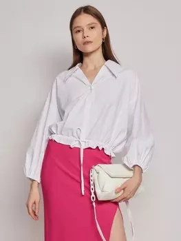 Блузка-рубашка на кулиске с длинным рукавом