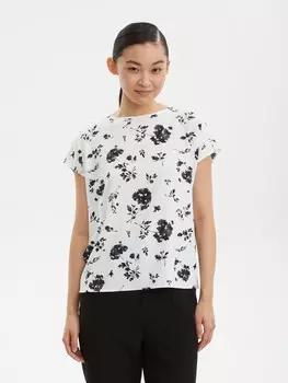 Блузка с коротким рукавом и цветочным принтом