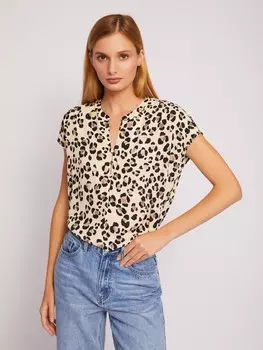 Блузка с коротким рукавом и леопардовым принтом