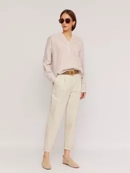 Брюки фасона Carrot из хлопка с ремнём