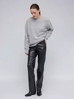 Брюки прямого фасона из экокожи