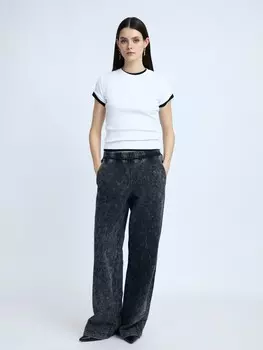 Брюки прямого фасона на резинке из хлопка