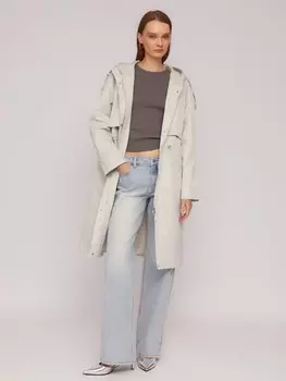 Длинная куртка-парка с капюшоном и кулиской