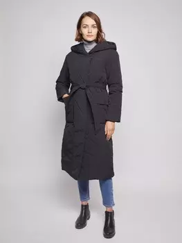 Длинное тёплое пальто с поясом