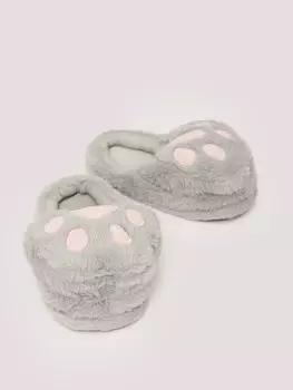 Домашние меховые тапочки c лапами