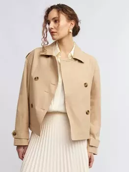 Двубортная куртка-тренч с поясом