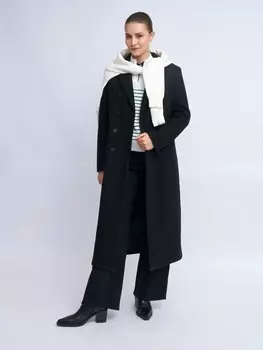 Двубортное пальто прямого фасона