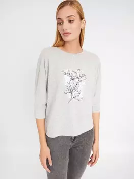 Джемпер из вязаного трикотажа с акцентным металлизированным принтом