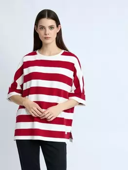 Джемпер оверсайз в полоску с коротким рукавом