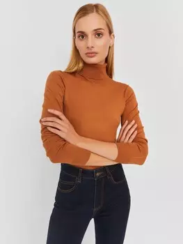 Джемпер-водолазка из тонкого вязаного трикотажа с длинным рукавом