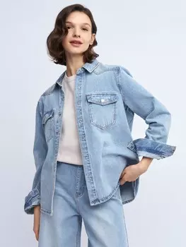 Джинсовая куртка-рубашка из хлопка