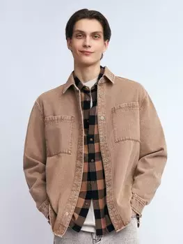 Джинсовая куртка-рубашка из хлопка на кнопках