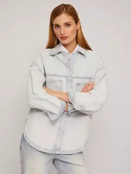 Джинсовая куртка-рубашка оверсайз из хлопка