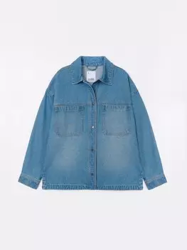 Джинсовая куртка-рубашка оверсайз из хлопка