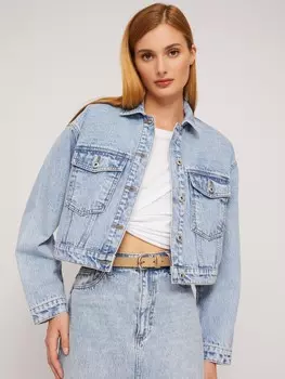 Джинсовая укороченная куртка оверсайз