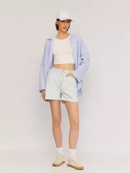 Джинсовые мини шорты из хлопка на резинке