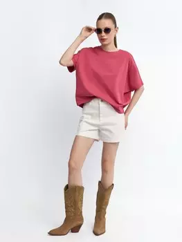 Джинсовые мини шорты Mom с отворотами