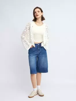 Джинсовые удлинённые шорты-бермуды