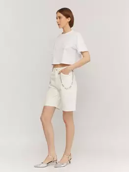 Джинсовые удлинённые шорты-бермуды из хлопка